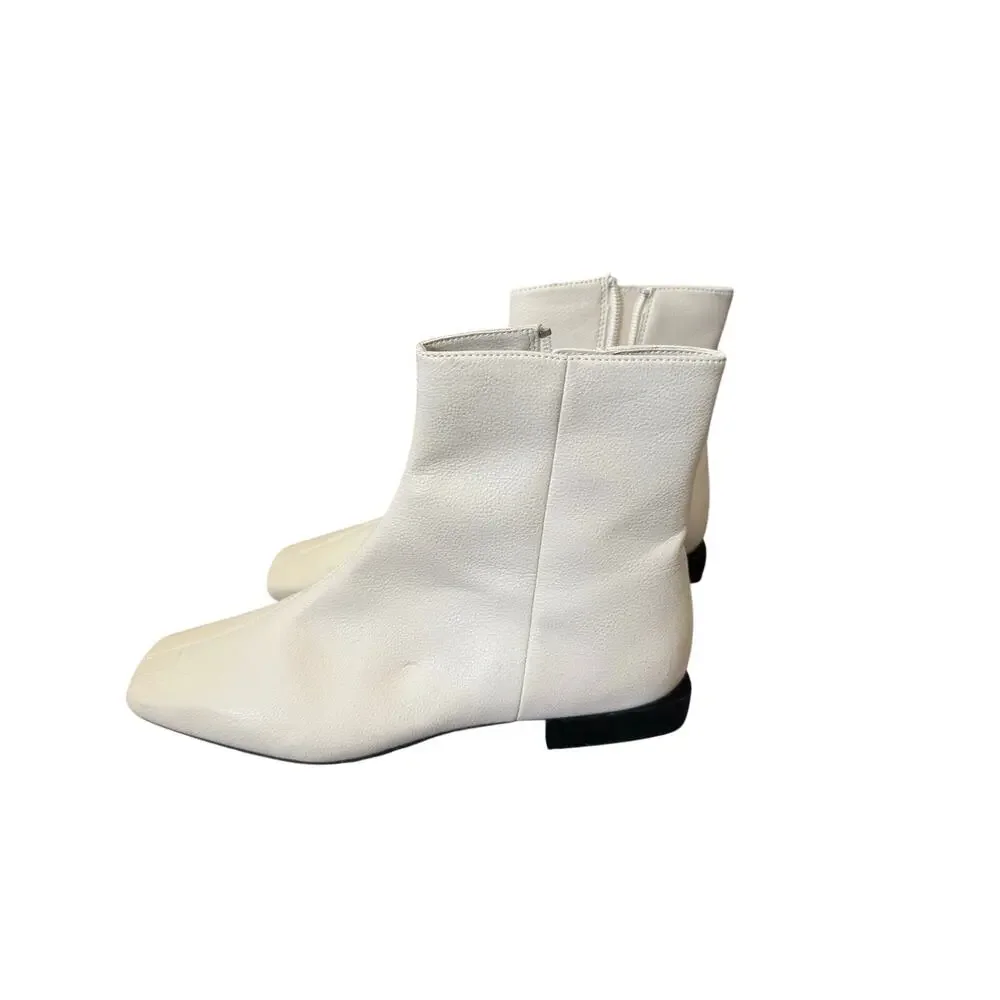 Linea Paolo Faux leather Rad Ankle Boots in cream